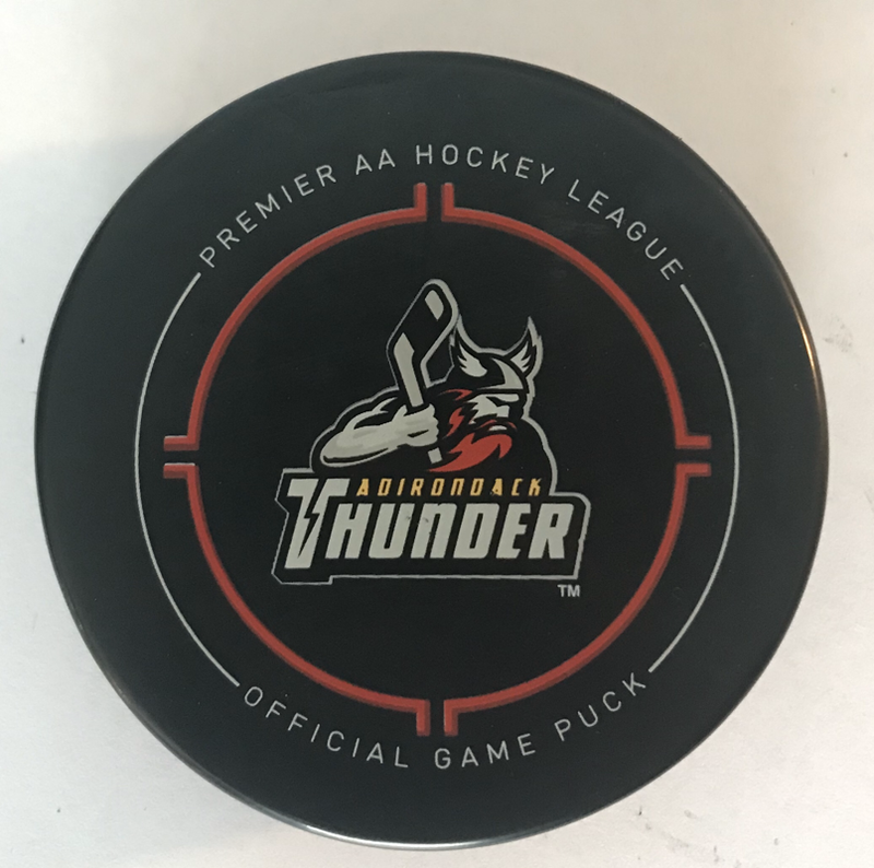 Adirondack Thunder ECHL Official Game Puck Standard Logo (2015-18) [Hash Mark Set] 