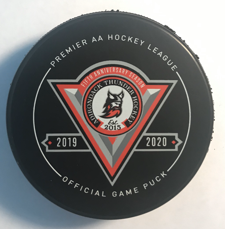 Adirondack Thunder ECHL Official Game Puck 5th Anniversary (2019-20) [Hash Mark Set]